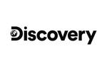 Black and white Discovery logo with an Earth globe inside the letter D.