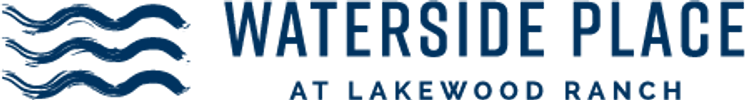 Waterside Place logo with waves and text.