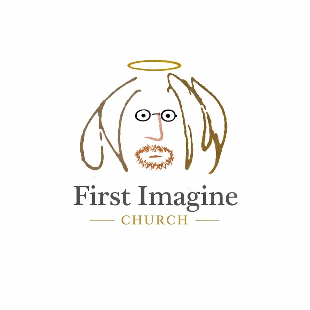 Creative church logo with a halo and artistic face illustration.