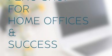 Text about establishing success in home offices with a blurred laptop background.