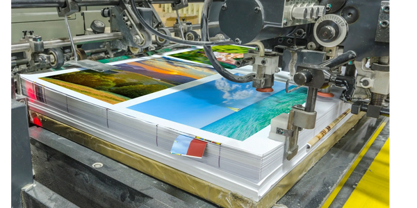 Binding, offset printing, digital color output, text weight cover weight paper stock