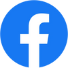 The iconic Facebook logo in white on a blue circular background.