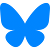 A simple blue butterfly icon with symmetrical wings.