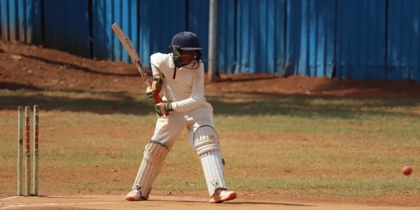 Young cricket player ready to bat.