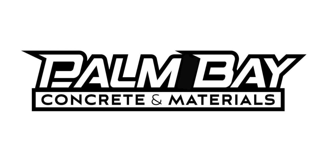 Logo of Palm Bay Concrete &amp; Materials in bold black and white.
