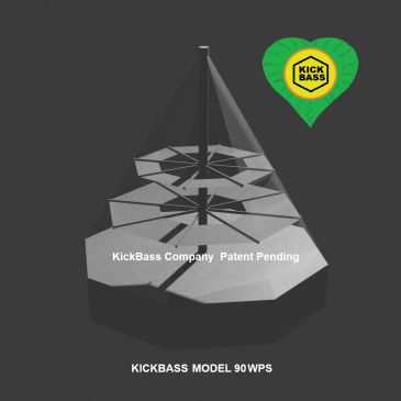 KickBass Model 90 WPS design with logo and patent pending.