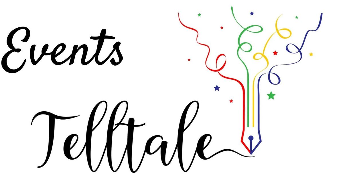 Logo with 'Events Telltale' and colorful pen illustration.