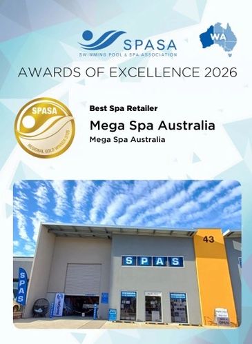 Award for Best Spa Retailer 2026 to Mega Spa Australia.