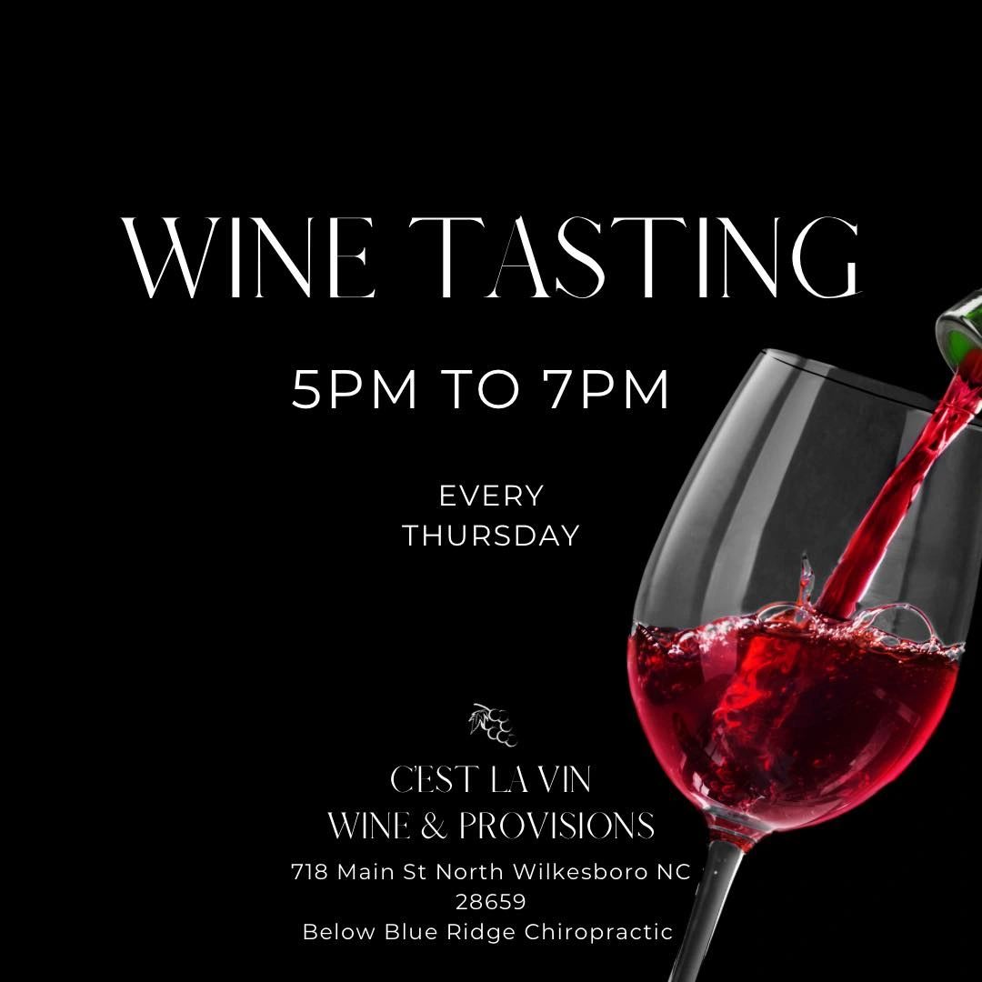 Wine tasting event every Thursday from 5PM to 7PM.