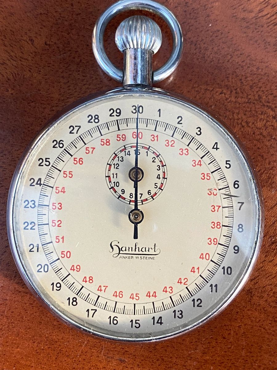 WW2 ERA HANHART STOPWATCH in Good Working Order.