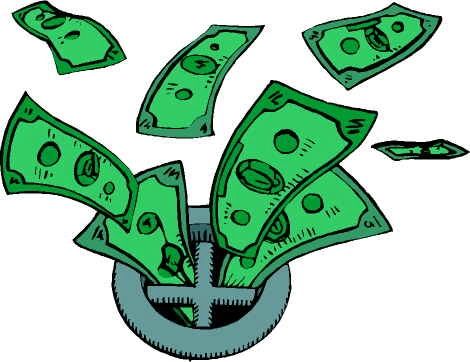 clipart of money going down the drain