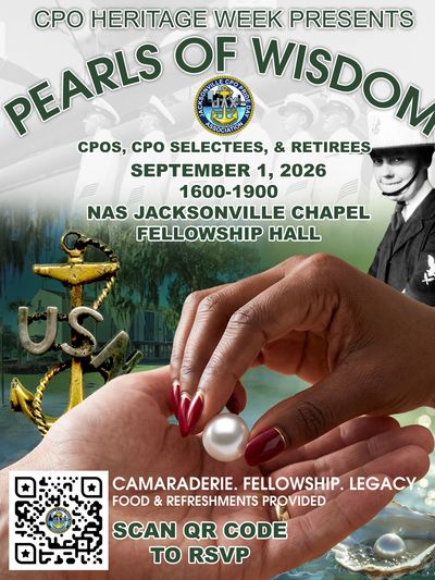 Event poster for CPO Heritage Week's Pearls of Wisdom on September 1, 2026.