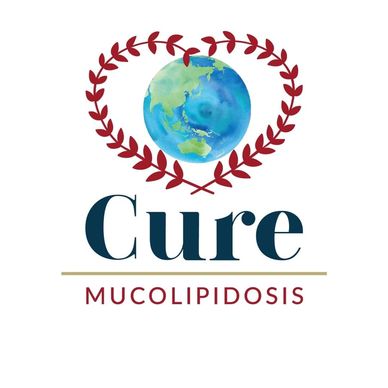 Logo with Earth inside a heart and text 'Cure Mucolipidosis'.