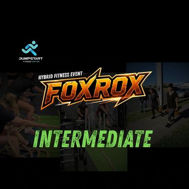 Logo for FoxRox Intermediate hybrid fitness event by Jumpstart Fitness.