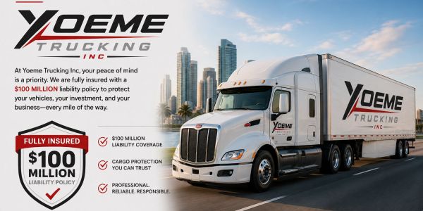 Yoeme Trucking Inc with fully insured $100 million liability policy.