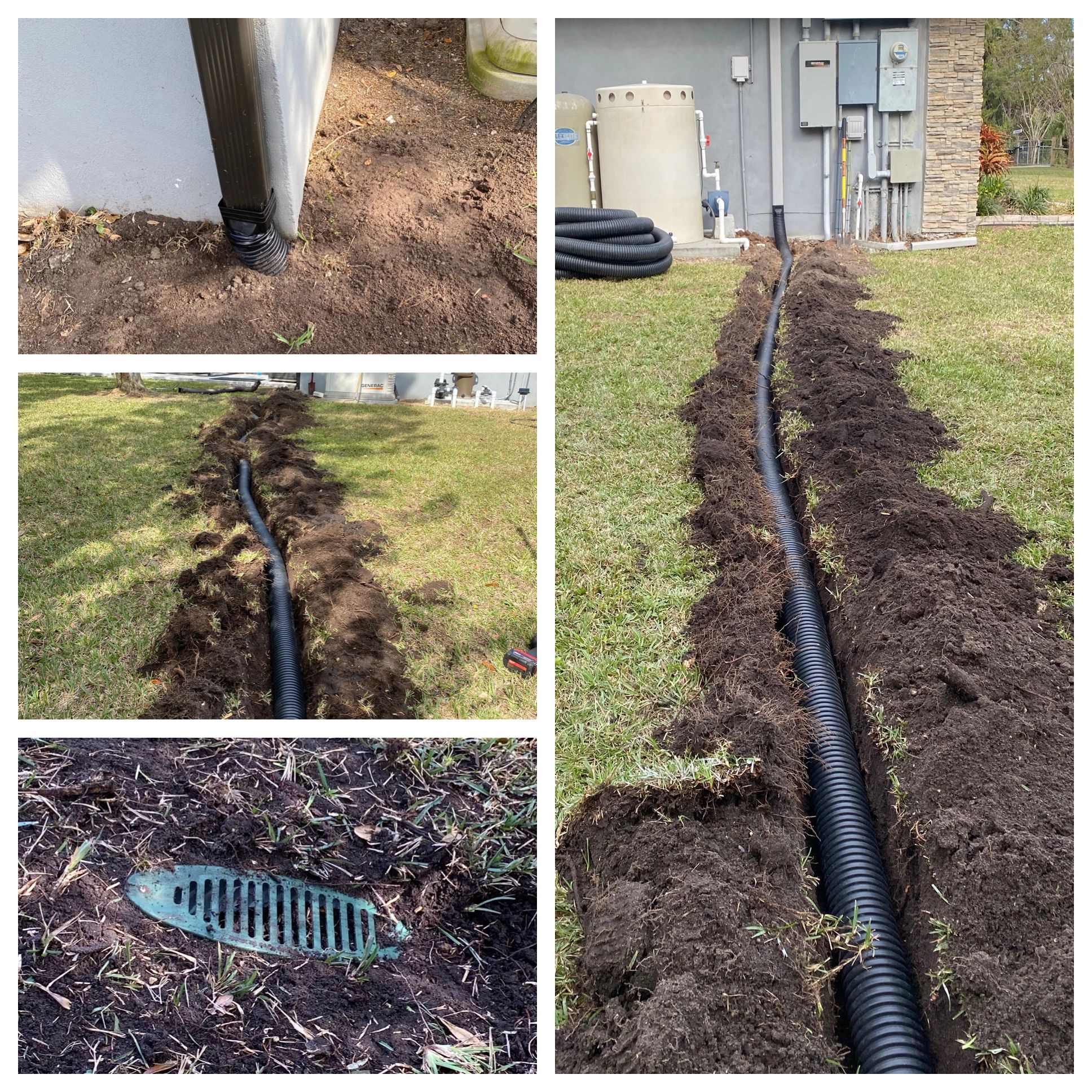 Downspout drains are routed away from the residence to prevent erosion around your properties founda