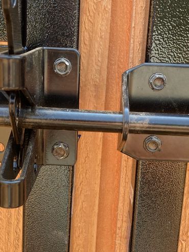 Our standard double drive gate corral lockable strike latch Portland Oregon cedar fence and gate installation 