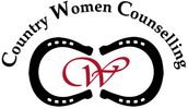 Logo for Country Women Counselling featuring stylized horseshoes and a red 'W'.