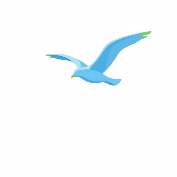 Illustration of a blue bird with green accents flying.