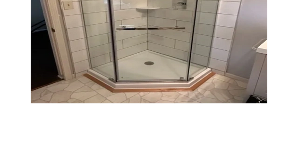 Converted a 32 inch neo-angle shower to a 38 inch and a modern tile update..