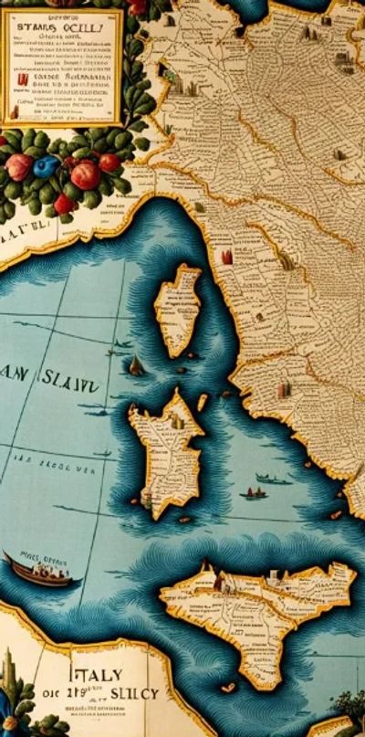Old-style map of Sicily
