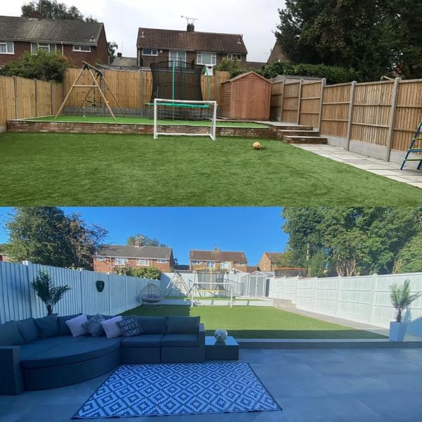 Before and after of a garden