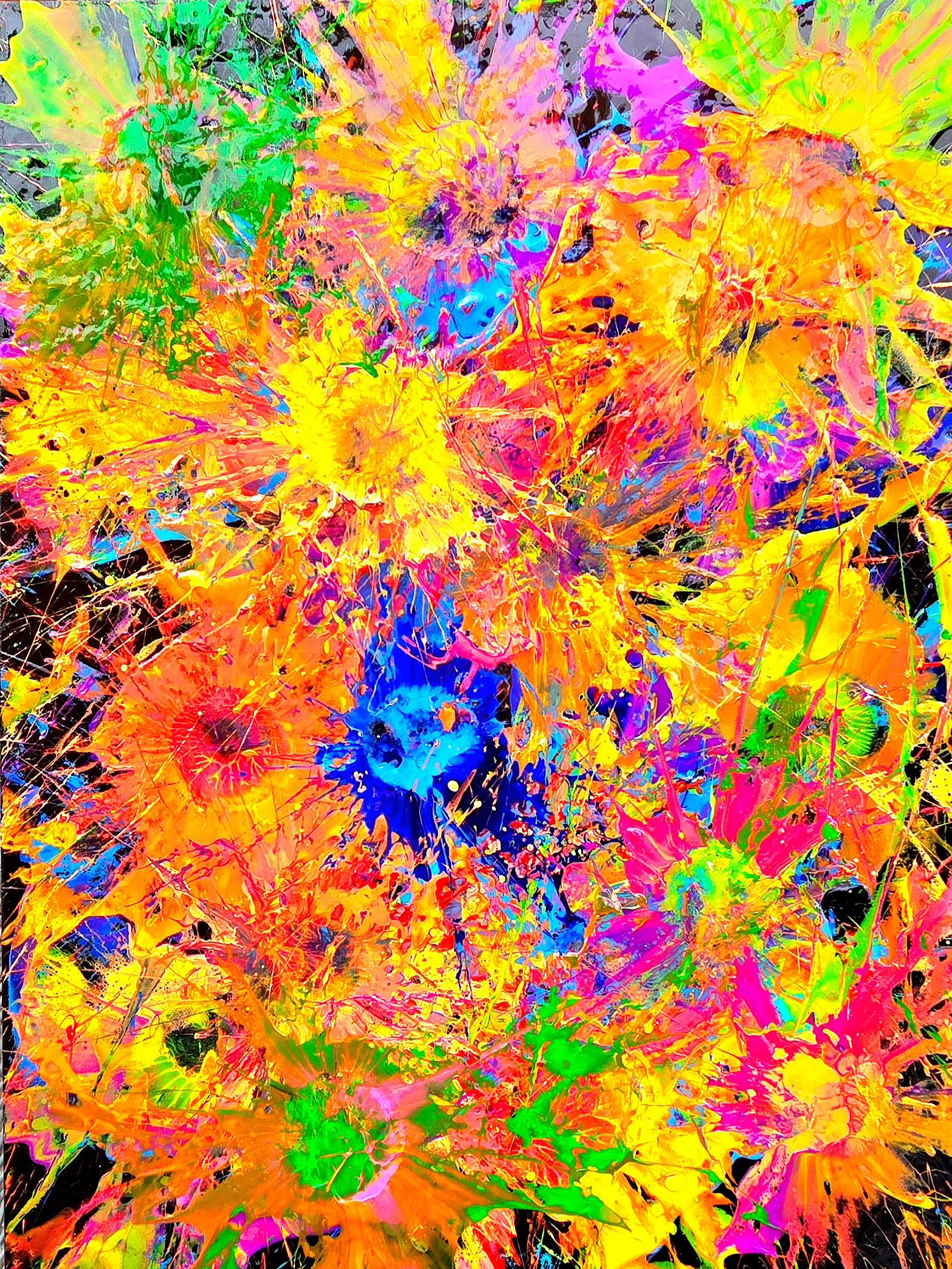 Blast, '25, neon acrylic on canvas, 25 x 19 inches