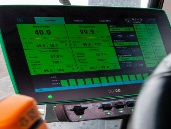 Baker Precision Planting Gen 3 2020 Monitor in use for farming equipment in the field