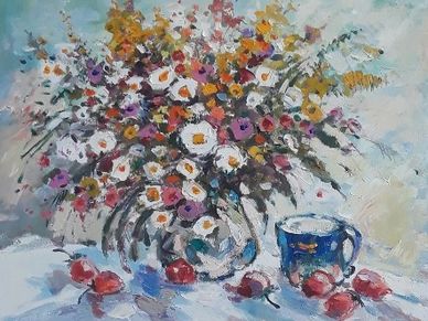 Still Life "Field Flowers" 
Oil on canvas  Size 16 in x 20 in