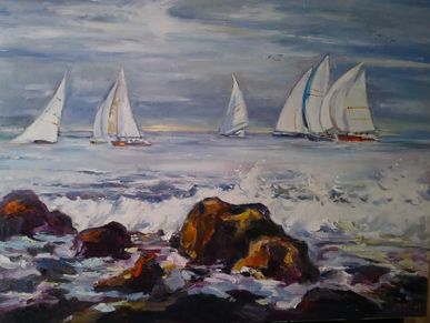 "Regatta" 
Oil on canvas
Size 24 in x 36 in
