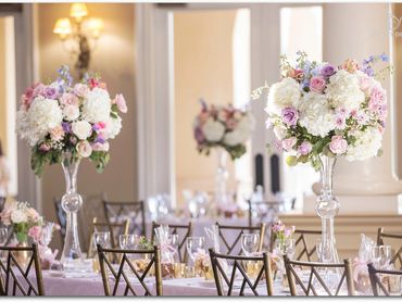 Tall large grand floral arrangement in pink, purple, peach tone The Club at Ruby Hill Pleasanton, CA