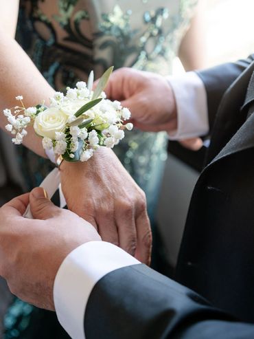 mother wrist corsage traditional ceremony at Holy Trinity Greek Orthodox Church in San Francisco, CA