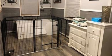 This is where the puppies are born. It is a dedicated room for just mom and her pups. As they grow w