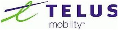 TELUS Mobility logo with stylized green and purple design.