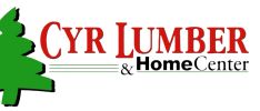 Logo of Cyr Lumber & Home Center featuring a green tree and bold red and black text.