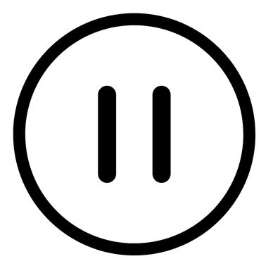 Black pause symbol inside a circle on white background.