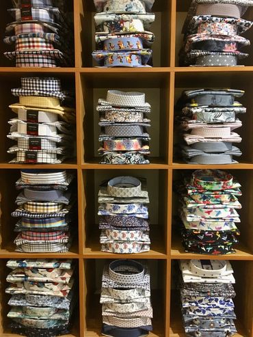 in store display of men's shirts