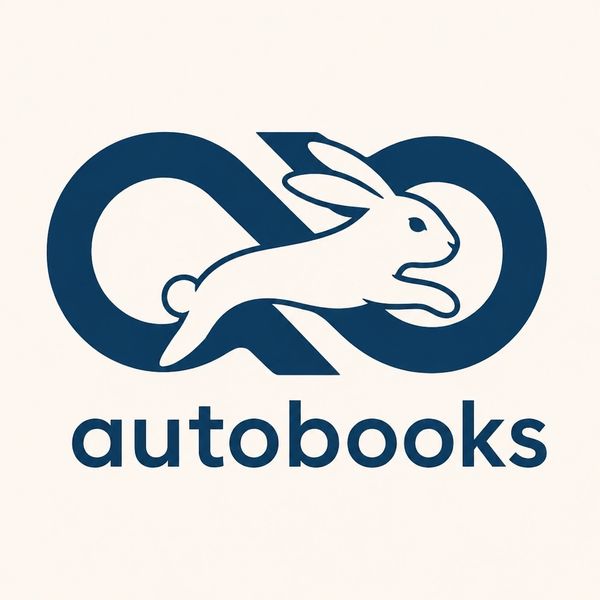 Logo of Autobooks with a rabbit and infinity symbol.