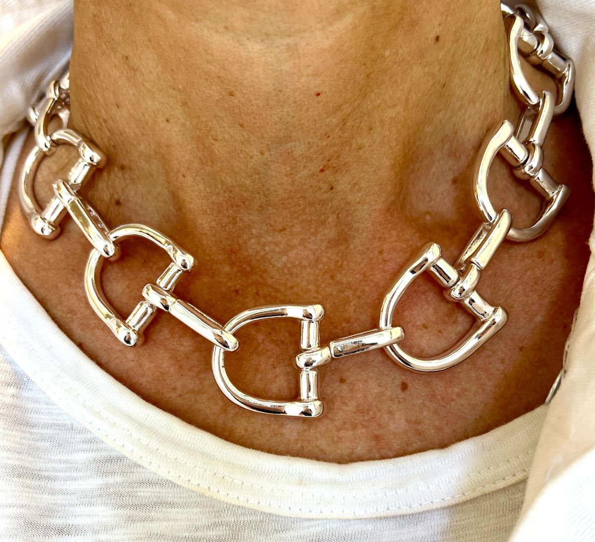 Designer inspired horse bit link chain gold & silver