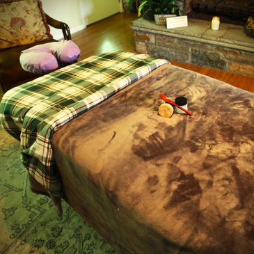 View of the skincare products on bed