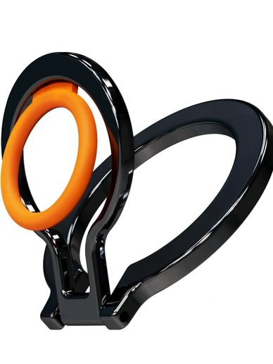 Black and orange modern ring with a sleek design.