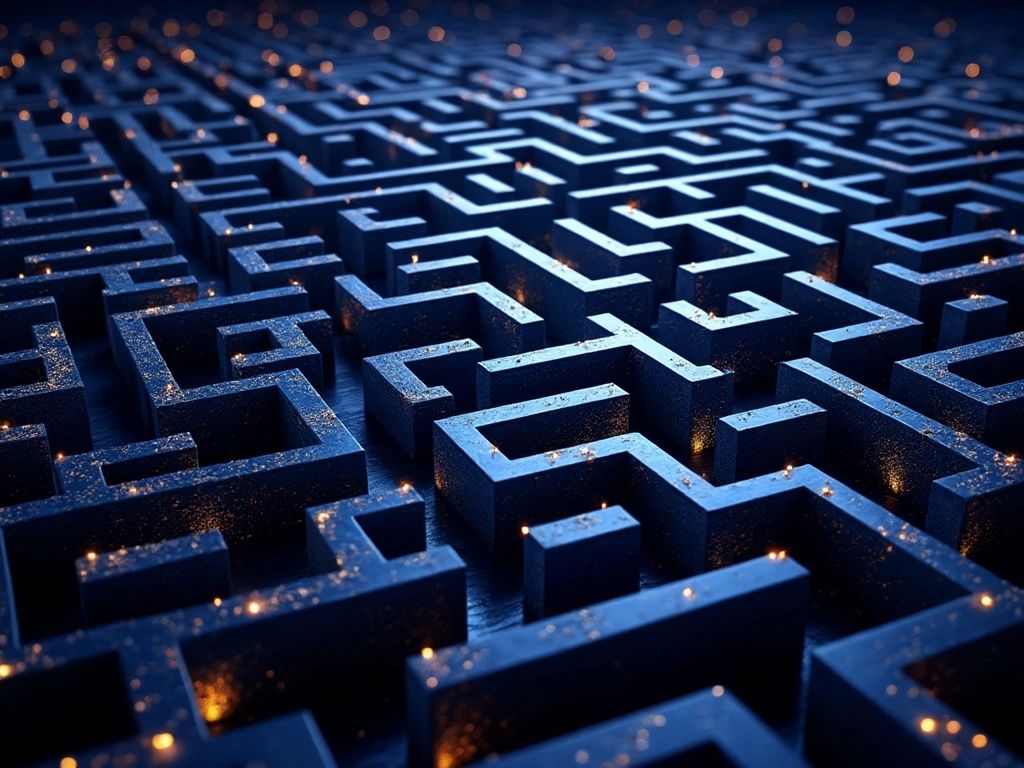  labyrinth symbolizing the complex state space that quantum computers can navigate