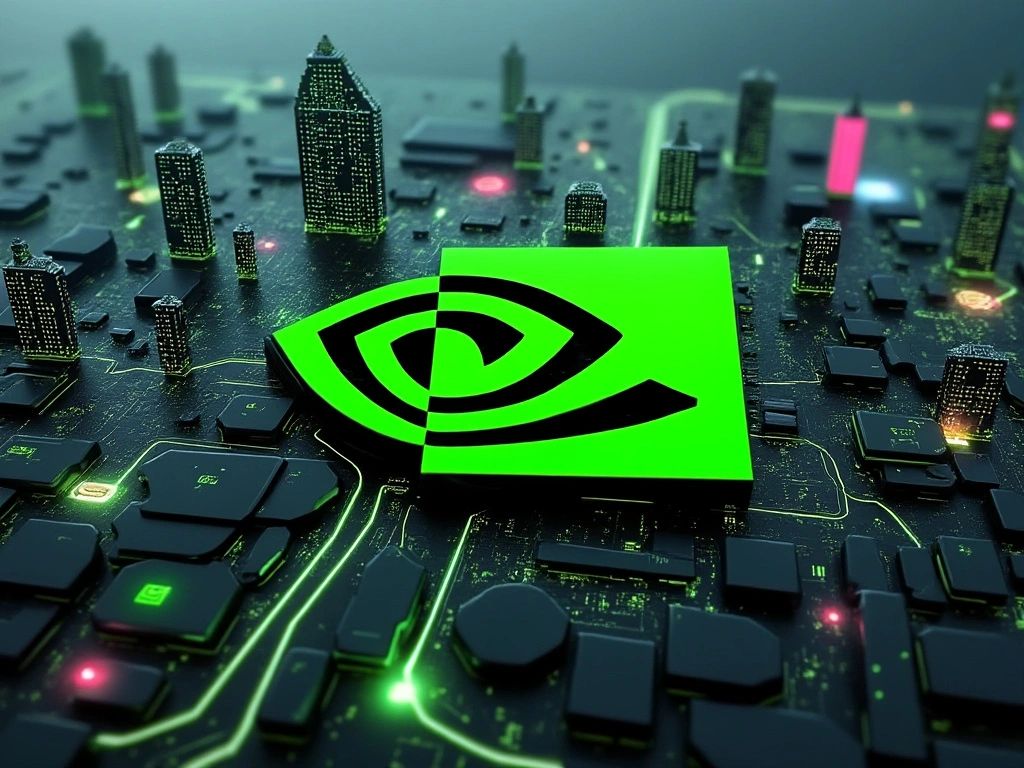  NVIDIA logo in a futuristic cityscape