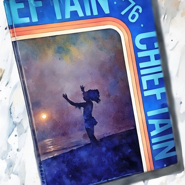 Yearbook titled 'Chief Tain '76' featuring a silhouette of a child at sunset.