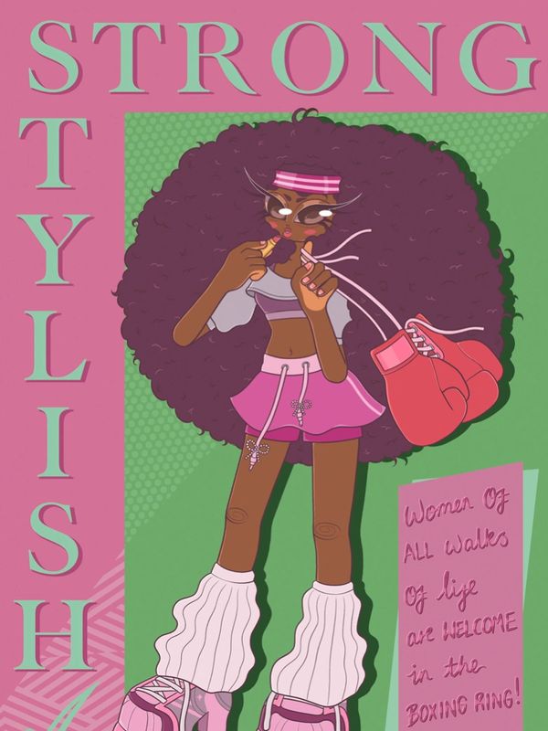 Strong stylish. Women of all walks of life are welcome in the boxing ring. 