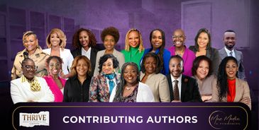 Group portrait of contributing authors for Thrive publication.