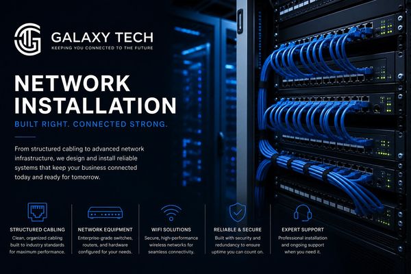 Galaxy Tech network installation services with reliable infrastructure and expert support.
