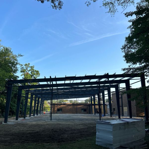 Image of pre-engineered metal building frame