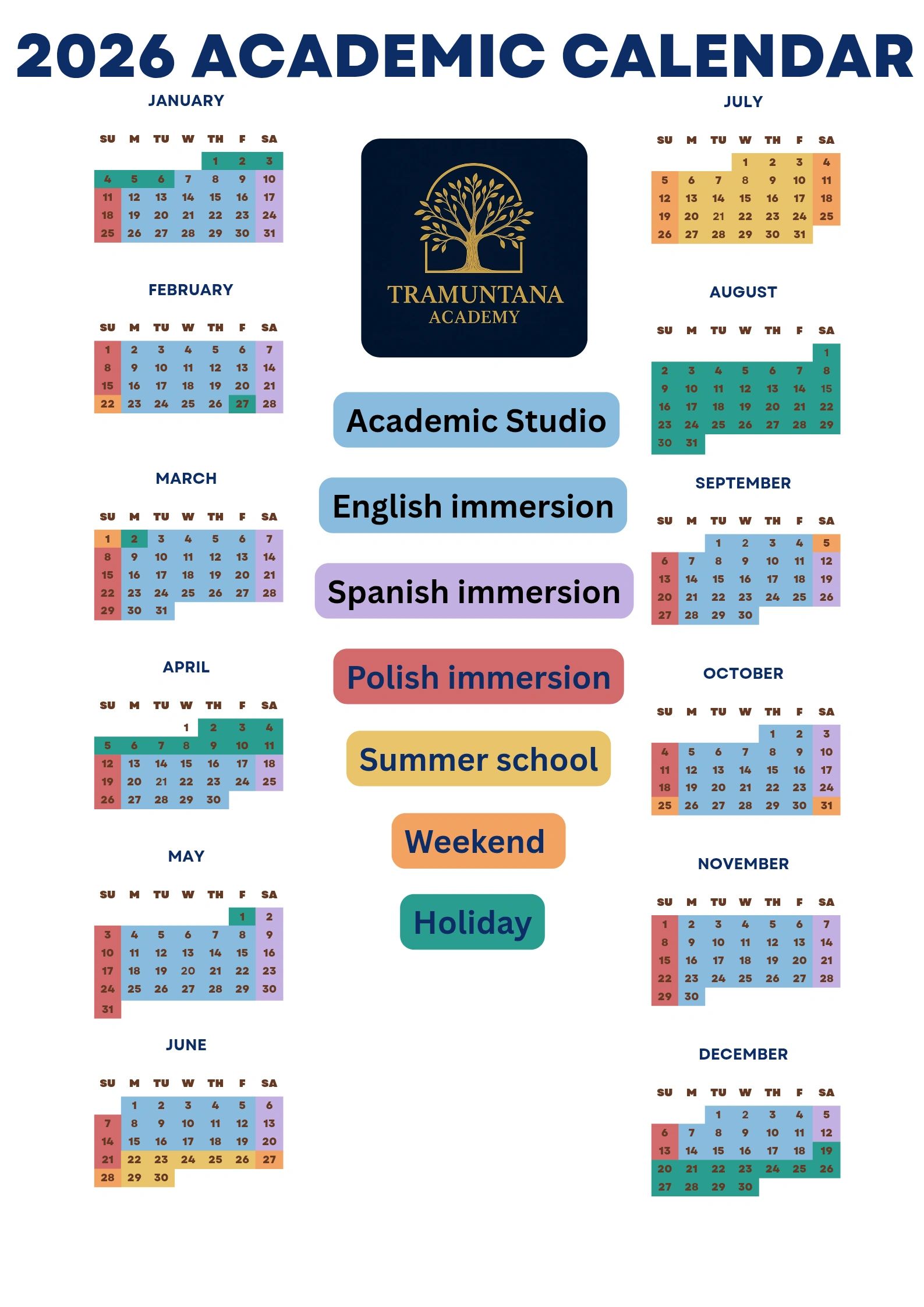 Tramuntana academy international academic calandar. Gcse a level english lessons classes 