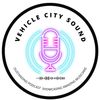 Logo of Vehicle City Sound with a pink microphone.